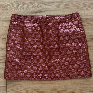 J. Crew Collection Metallic Jacquard Mini Skirt 10 Pink Silk Copper Geometric